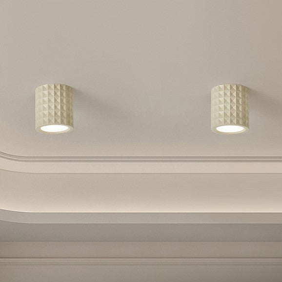 Traditional French Round Cylinder Resin Acrylic LED Flush Mount Ceiling Light for Living Room
