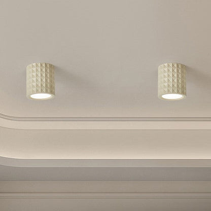 Traditional French Round Cylinder Resin Acrylic LED Flush Mount Ceiling Light for Living Room