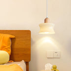 Modern Minimalist Oval Wood Dome Glass Shade 1-Light Pendant Light For Living Room