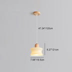 Modern Minimalist Oval Wood Dome Glass Shade 1-Light Pendant Light For Living Room