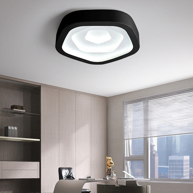 Contemporary Nordic Pentagonal Iron Pmma Shade LED Flush Mount Ceiling Light for Bedroom