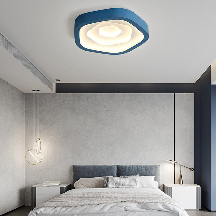 Contemporary Nordic Pentagonal Iron Pmma Shade LED Flush Mount Ceiling Light for Bedroom