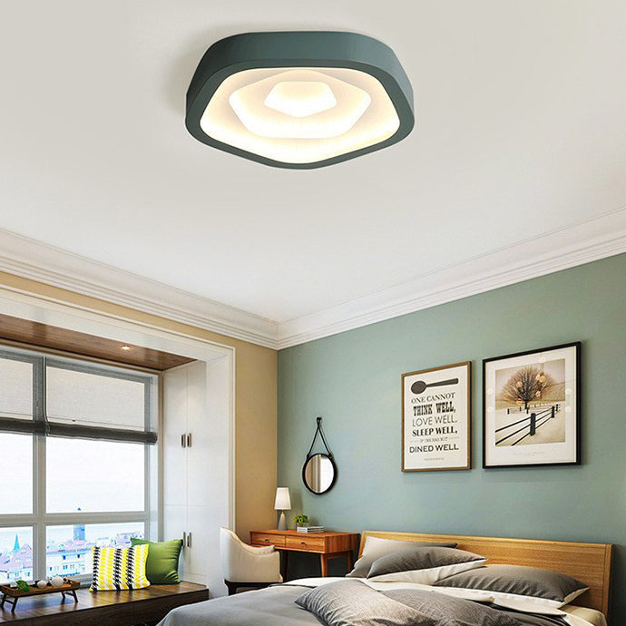 Contemporary Nordic Pentagonal Iron Pmma Shade LED Flush Mount Ceiling Light for Bedroom