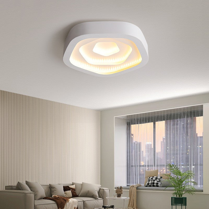 Contemporary Nordic Pentagonal Iron Pmma Shade LED Flush Mount Ceiling Light for Bedroom