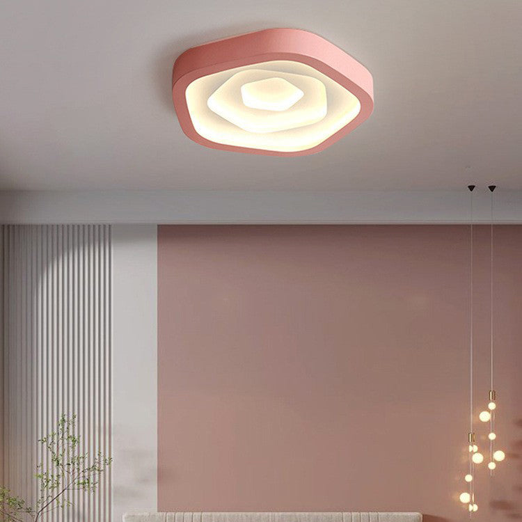 Contemporary Nordic Pentagonal Iron Pmma Shade LED Flush Mount Ceiling Light for Bedroom