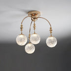 Contemporary Nordic Branch Curved Pole Orb Hardware Glass 4/7 Light Semi-Flush Mount Ceiling Light For Living Room