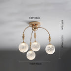 Contemporary Nordic Branch Curved Pole Orb Hardware Glass 4/7 Light Semi-Flush Mount Ceiling Light For Living Room