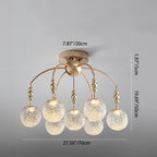 Contemporary Nordic Branch Curved Pole Orb Hardware Glass 4/7 Light Semi-Flush Mount Ceiling Light For Living Room