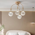 Contemporary Nordic Branch Curved Pole Orb Hardware Glass 4/7 Light Semi-Flush Mount Ceiling Light For Living Room