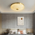 Modern Luxury Round Full Copper Acrylic LED Flush Mount Ceiling Light For Living Room