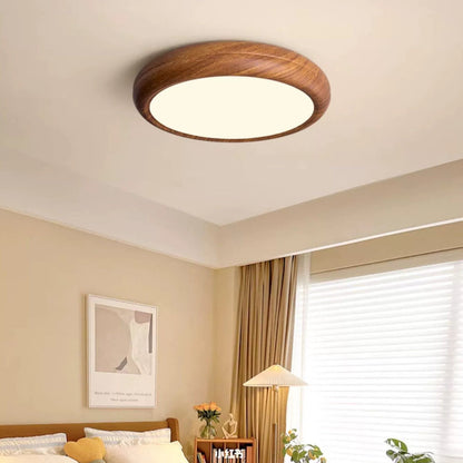 Traditional Japanese Round Iron Acrylic Shade LED Flush Mount Ceiling Light for Bedroom