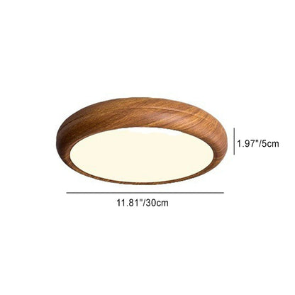 Traditional Japanese Round Iron Acrylic Shade LED Flush Mount Ceiling Light for Bedroom