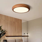 Traditional Japanese Round Iron Acrylic Shade LED Flush Mount Ceiling Light for Bedroom