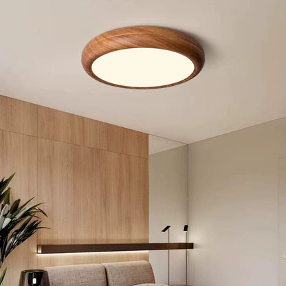 Traditional Japanese Round Iron Acrylic Shade LED Flush Mount Ceiling Light for Bedroom