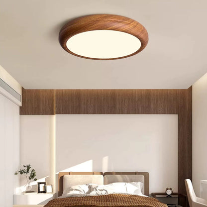 Traditional Japanese Round Iron Acrylic Shade LED Flush Mount Ceiling Light for Bedroom