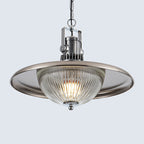 Contemporary Industrial Hardware Disc Glass Shade 1-Light Pendant Light For Living Room
