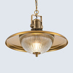 Contemporary Industrial Hardware Disc Glass Shade 1-Light Pendant Light For Living Room