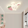 Contemporary Creative Kids Strawberry Bunny Iron PE LED Flush Mount Ceiling Light For Bedroom