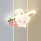 Contemporary Creative Kids Strawberry Bunny Iron PE LED Flush Mount Ceiling Light For Bedroom