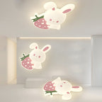 Contemporary Creative Kids Strawberry Bunny Iron PE LED Flush Mount Ceiling Light For Bedroom