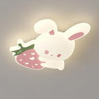 Contemporary Creative Kids Strawberry Bunny Iron PE LED Flush Mount Ceiling Light For Bedroom