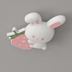 Contemporary Creative Kids Strawberry Bunny Iron PE LED Flush Mount Ceiling Light For Bedroom