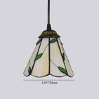Traditional Tiffany Tapered Leaf Iron Stained Glass Shade 1-light Pendant Light for Living Room BulbSquare