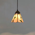 Traditional Tiffany Tapered Leaf Iron Stained Glass Shade 1-light Pendant Light for Living Room BulbSquare