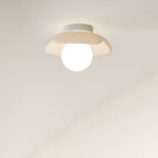 Modern Minimalist Flower Globe Iron Resin 1-Light Semi-Flush Mount Ceiling Light For Living Room