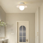 Modern Minimalist Flower Globe Iron Resin 1-Light Semi-Flush Mount Ceiling Light For Living Room