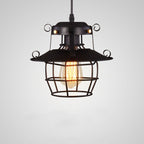 Contemporary Industrial Round Iron Cage Frame 1-Light Pendant Light For Living Room