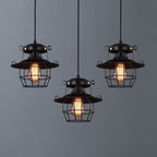 Contemporary Industrial Round Iron Cage Frame 1-Light Pendant Light For Living Room