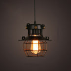 Contemporary Industrial Round Iron Cage Frame 1-Light Pendant Light For Living Room