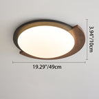 Contemporary Retro Round Wood Grain Iron Frame Acrylic Shade LED Flush Mount Ceiling Light for Living Room