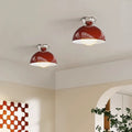 Contemporary Nordic Round Globe Iron Glass Shade 1-Light Semi-Flush Mount Ceiling Light For Living Room