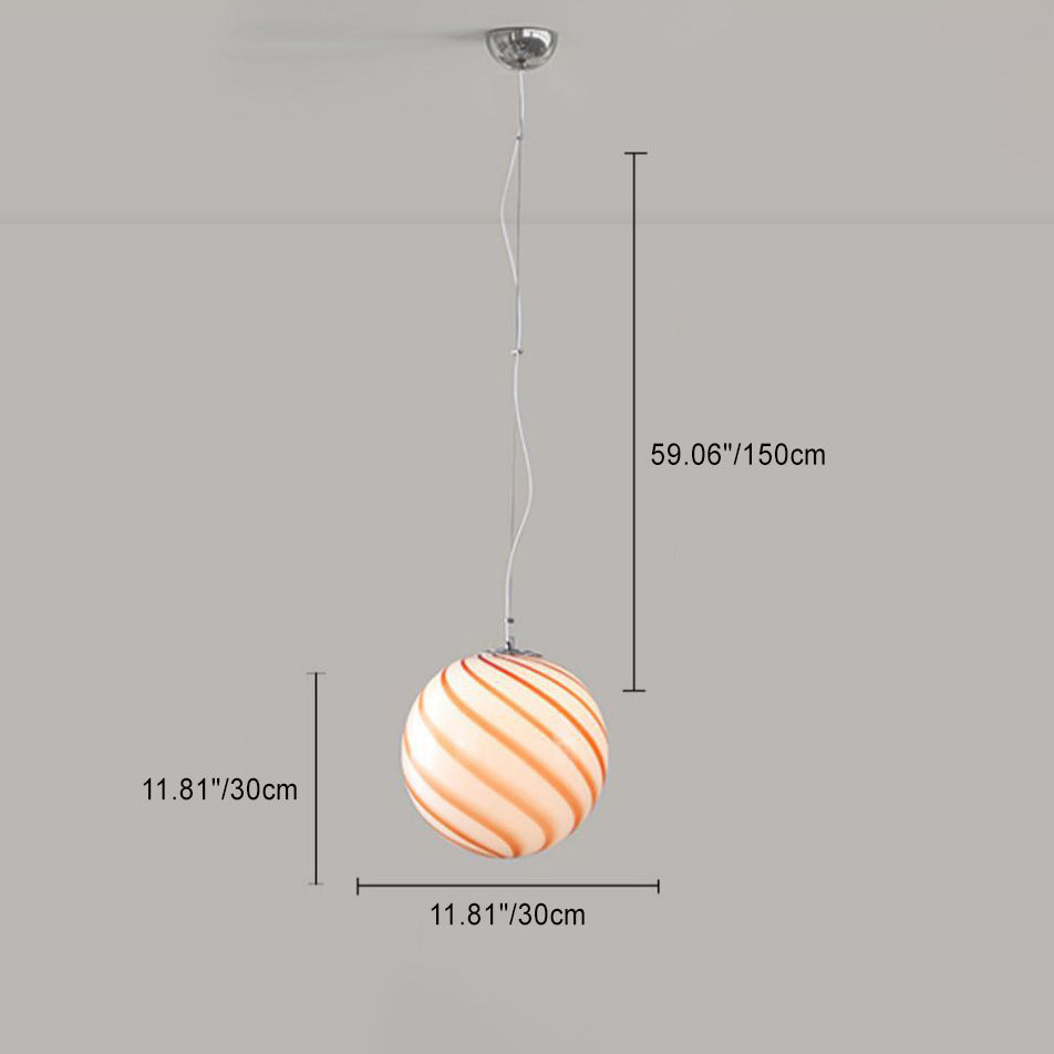 Contemporary Nordic Globe Lollipop Shape Iron Glass 1-Light Pendant Light For Living Room