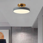 Modern Minimalist Round Iron Frame Acrylic Shade LED Semi-Flush Mount Ceiling Light For Bedroom