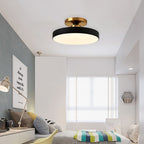 Modern Minimalist Round Iron Frame Acrylic Shade LED Semi-Flush Mount Ceiling Light For Bedroom
