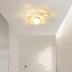 Modern Minimalist Suzuran Iron Frame Acrylic Shade LED Semi-Flush Mount Ceiling Light For Living Room