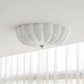 Contemporary Nordic Cream Round Stripe Metal Glass LED Flush Mount Ceiling Light for Living Room