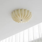 Contemporary Nordic Cream Round Stripe Metal Glass LED Flush Mount Ceiling Light for Living Room