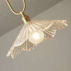 Modern Minimalist Oval Flower Copper Frame Glass Shade 1-Light Pendant Light For Living Room