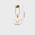 Modern Minimalist Oval Flower Copper Frame Glass Shade 1-Light Pendant Light For Living Room