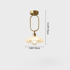 Modern Minimalist Oval Flower Copper Frame Glass Shade 1-Light Pendant Light For Living Room
