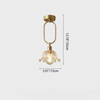 Modern Minimalist Oval Flower Copper Frame Glass Shade 1-Light Pendant Light For Living Room