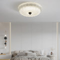 Contemporary Nordic Round Stripe Handmade Glass Copper LED Flush Mount Ceiling Light For Living Room