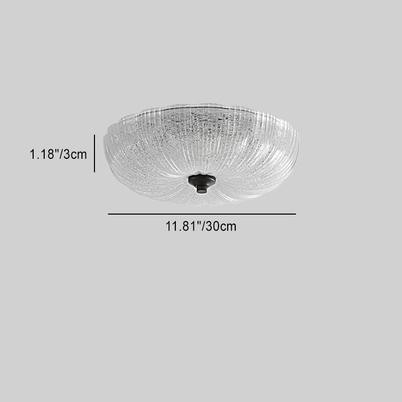 Contemporary Nordic Round Stripe Handmade Glass Copper LED Flush Mount Ceiling Light For Living Room