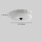 Contemporary Nordic Round Stripe Handmade Glass Copper LED Flush Mount Ceiling Light For Living Room