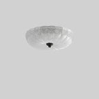 Contemporary Nordic Round Stripe Handmade Glass Copper LED Flush Mount Ceiling Light For Living Room