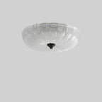 Contemporary Nordic Round Stripe Handmade Glass Copper LED Flush Mount Ceiling Light For Living Room